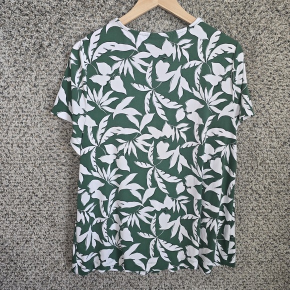 Lane Bryant Top Womens Plus 14/16 Green V Neck Stretch Floral Print Blouse - Picture 7 of 7